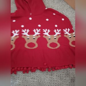 Red Reindeer Hooded Poncho